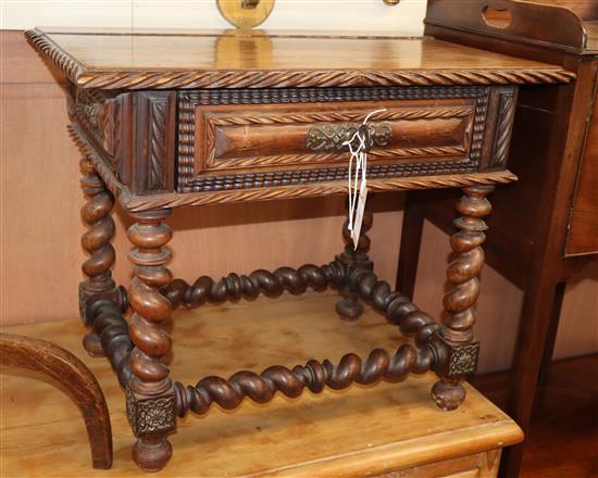 An 18th century Portuguese rosewood side table, with frieze drawer W.57cm